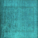 Square Oriental Turquoise Industrial Rug, urb1578turq