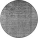 Round Machine Washable Oriental Gray Industrial Rug, wshurb1578gry