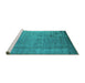 Sideview of Machine Washable Oriental Turquoise Industrial Area Rugs, wshurb1578turq