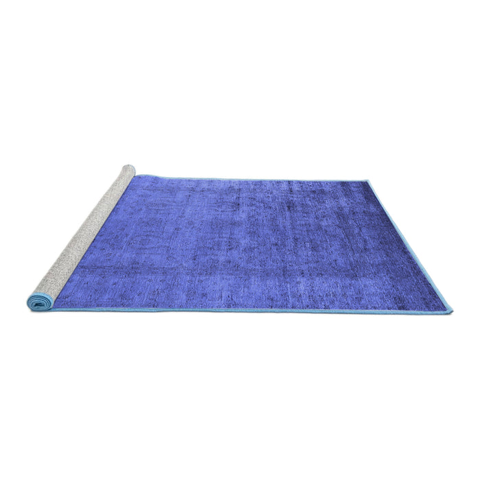 Sideview of Machine Washable Oriental Blue Industrial Rug, wshurb1578blu