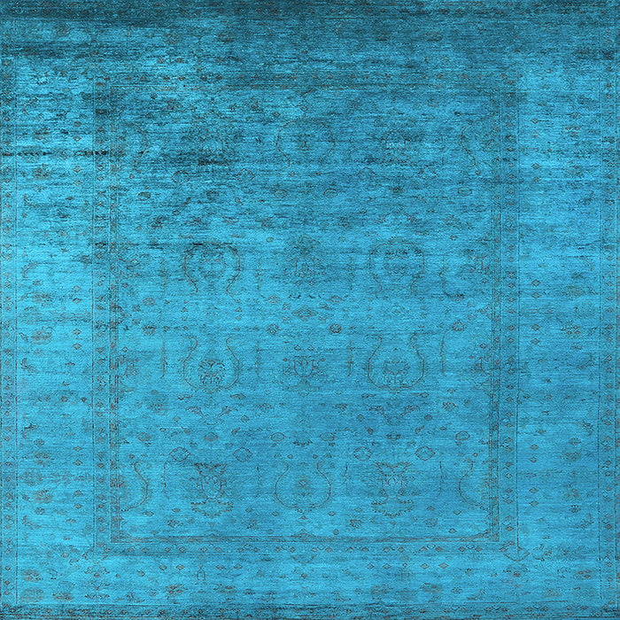 Square Machine Washable Oriental Light Blue Industrial Rug, wshurb1578lblu