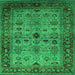 Square Oriental Green Industrial Rug, urb1579grn