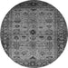 Round Machine Washable Oriental Gray Industrial Rug, wshurb1579gry