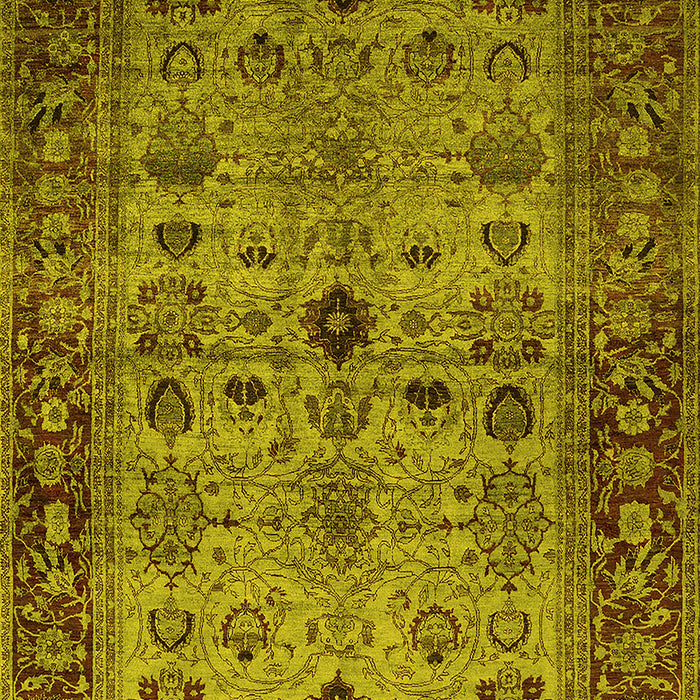 Machine Washable Oriental Yellow Industrial Rug, wshurb1579yw