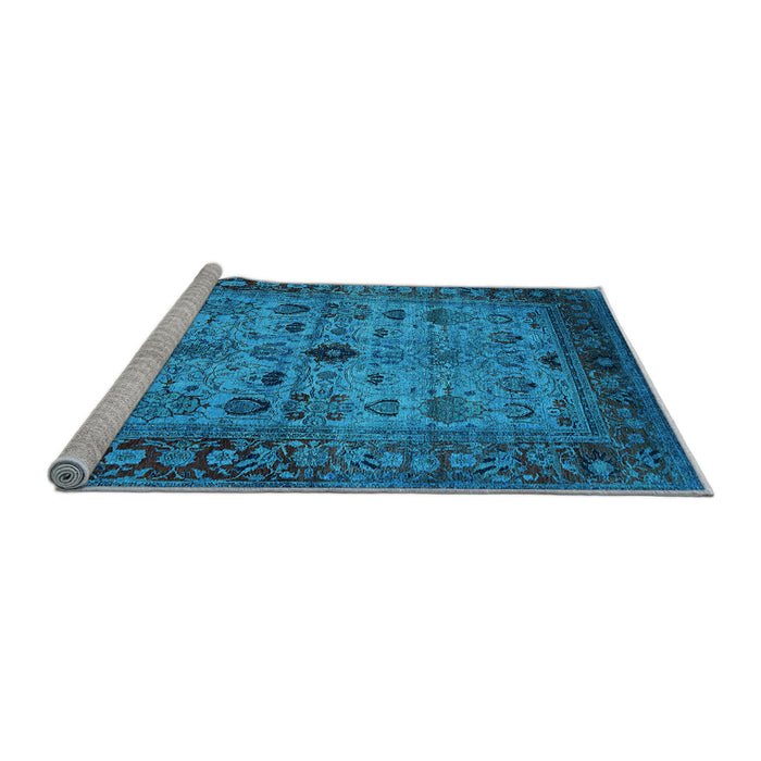 Sideview of Machine Washable Oriental Light Blue Industrial Rug, wshurb1579lblu
