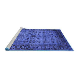 Sideview of Machine Washable Oriental Blue Industrial Rug, wshurb1579blu