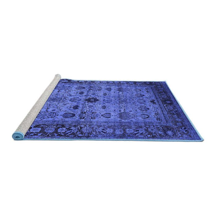 Sideview of Machine Washable Oriental Blue Industrial Rug, wshurb1579blu