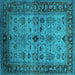 Square Oriental Turquoise Industrial Rug, urb1579turq