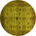 Round Oriental Yellow Industrial Rug, urb1579yw