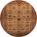 Round Oriental Orange Industrial Rug, urb1579org