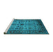 Sideview of Machine Washable Oriental Turquoise Industrial Area Rugs, wshurb1579turq