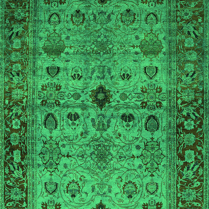 Machine Washable Oriental Green Industrial Area Rugs, wshurb1579grn