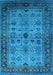 Machine Washable Oriental Light Blue Industrial Rug, wshurb1579lblu