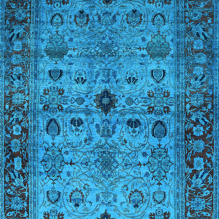 Machine Washable Oriental Light Blue Industrial Rug, wshurb1579lblu