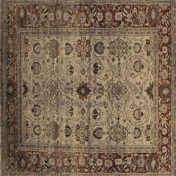 Square Machine Washable Oriental Brown Industrial Rug, wshurb1579brn