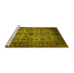 Sideview of Machine Washable Oriental Yellow Industrial Rug, wshurb1579yw