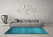 Machine Washable Oriental Turquoise Industrial Area Rugs in a Living Room,, wshurb1579turq