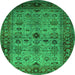 Round Oriental Green Industrial Rug, urb1579grn