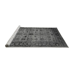 Sideview of Machine Washable Oriental Gray Industrial Rug, wshurb1579gry