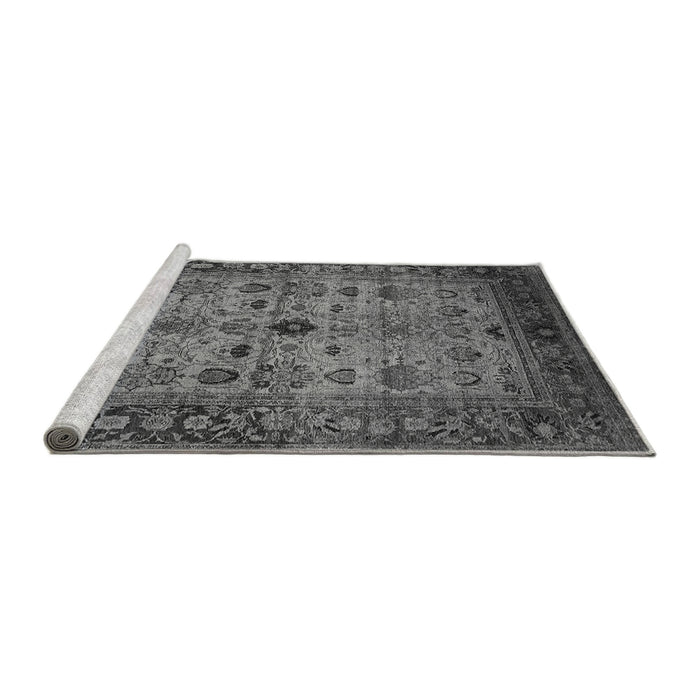 Sideview of Machine Washable Oriental Gray Industrial Rug, wshurb1579gry