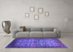 Machine Washable Oriental Purple Industrial Area Rugs in a Living Room, wshurb1579pur