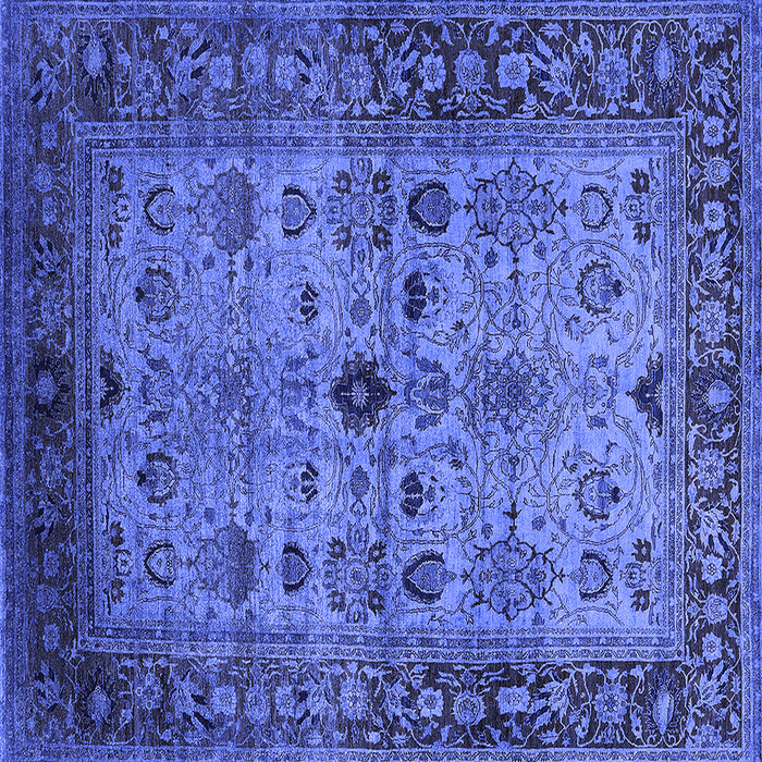 Square Machine Washable Oriental Blue Industrial Rug, wshurb1579blu