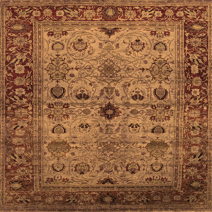 Square Machine Washable Oriental Orange Industrial Area Rugs, wshurb1579org