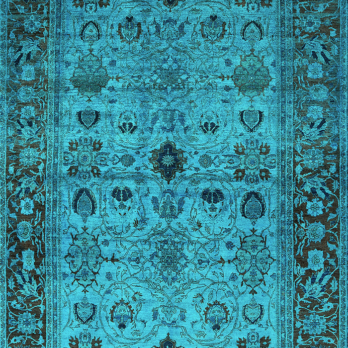 Machine Washable Oriental Turquoise Industrial Area Rugs, wshurb1579turq