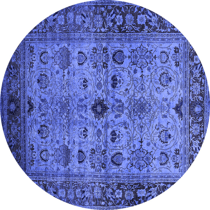 Round Oriental Blue Industrial Rug, urb1579blu