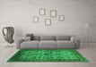 Machine Washable Oriental Green Industrial Area Rugs in a Living Room,, wshurb1579grn