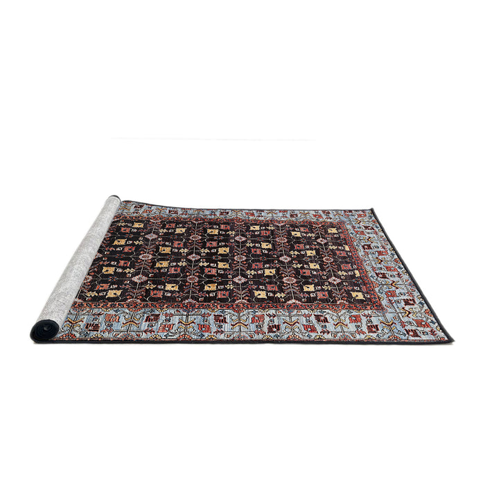Sideview of Machine Washable Industrial Modern Night Red Rug, wshurb1580