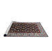 Sideview of Machine Washable Industrial Modern Night Red Rug, wshurb1580