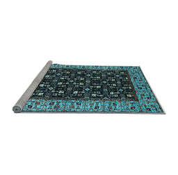 Sideview of Machine Washable Oriental Light Blue Industrial Rug, wshurb1580lblu