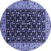 Round Machine Washable Oriental Blue Industrial Rug, wshurb1580blu