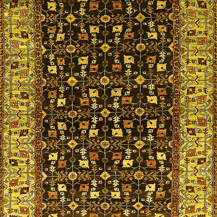 Machine Washable Oriental Yellow Industrial Rug, wshurb1580yw