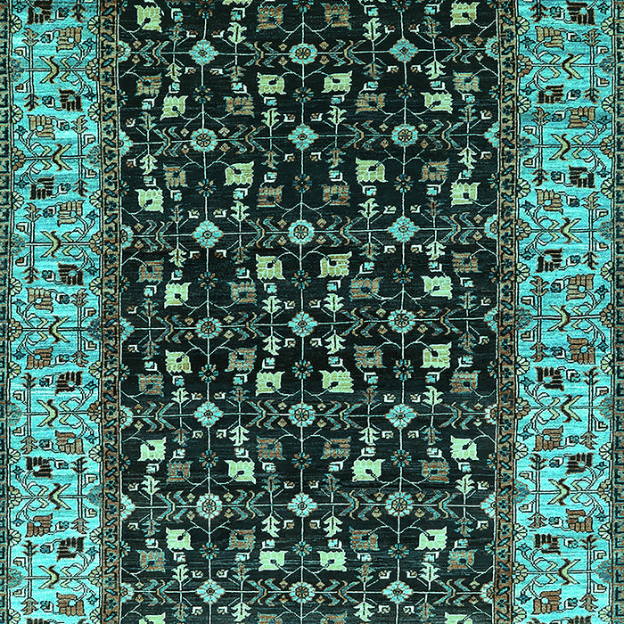 Machine Washable Oriental Turquoise Industrial Area Rugs, wshurb1580turq