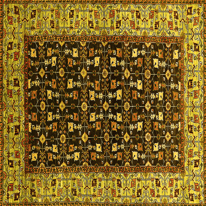 Square Machine Washable Oriental Yellow Industrial Rug, wshurb1580yw