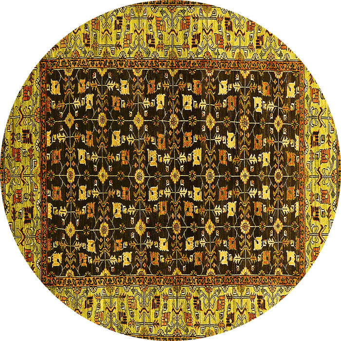 Round Oriental Yellow Industrial Rug, urb1580yw