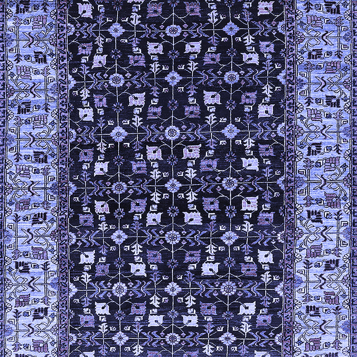 Machine Washable Oriental Blue Industrial Rug, wshurb1580blu