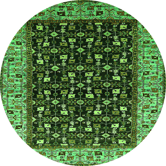Round Oriental Green Industrial Rug, urb1580grn