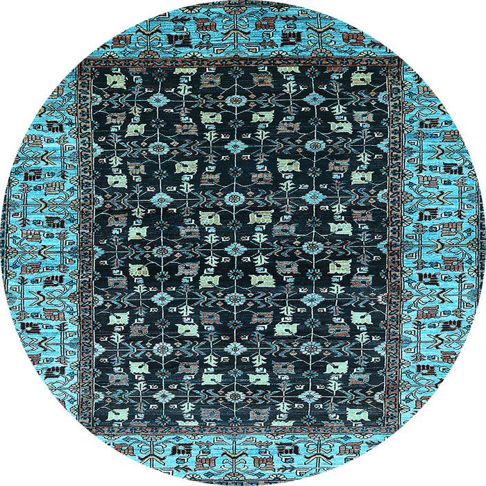 Round Oriental Light Blue Industrial Rug, urb1580lblu