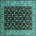 Square Oriental Turquoise Industrial Rug, urb1580turq