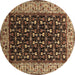 Round Oriental Brown Industrial Rug, urb1580brn