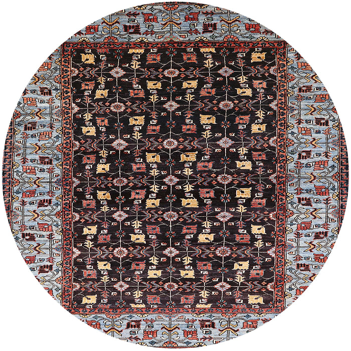 Round Mid-Century Modern Red Oriental Rug, urb1580