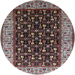 Round Machine Washable Industrial Modern Night Red Rug, wshurb1580
