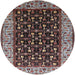 Round Machine Washable Industrial Modern Night Red Rug, wshurb1580