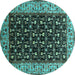 Round Oriental Turquoise Industrial Rug, urb1580turq