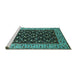 Sideview of Machine Washable Oriental Turquoise Industrial Area Rugs, wshurb1580turq