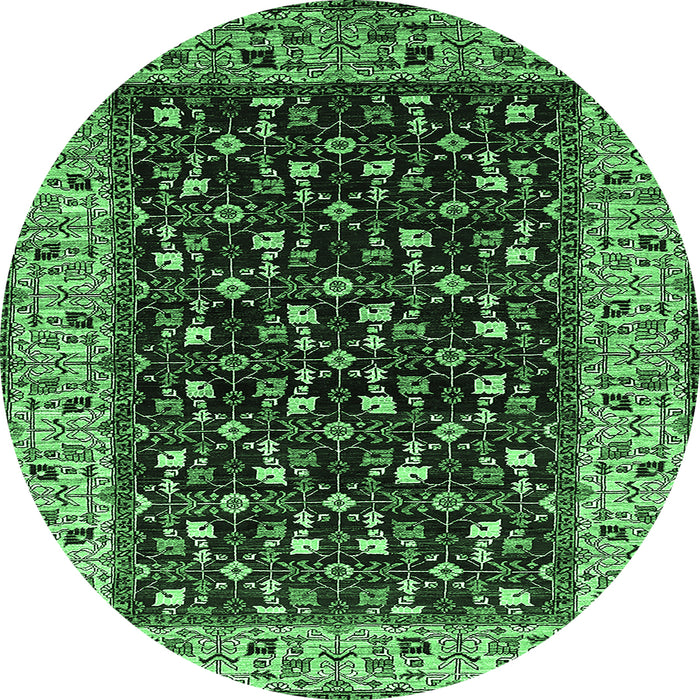 Round Oriental Emerald Green Industrial Rug, urb1580emgrn
