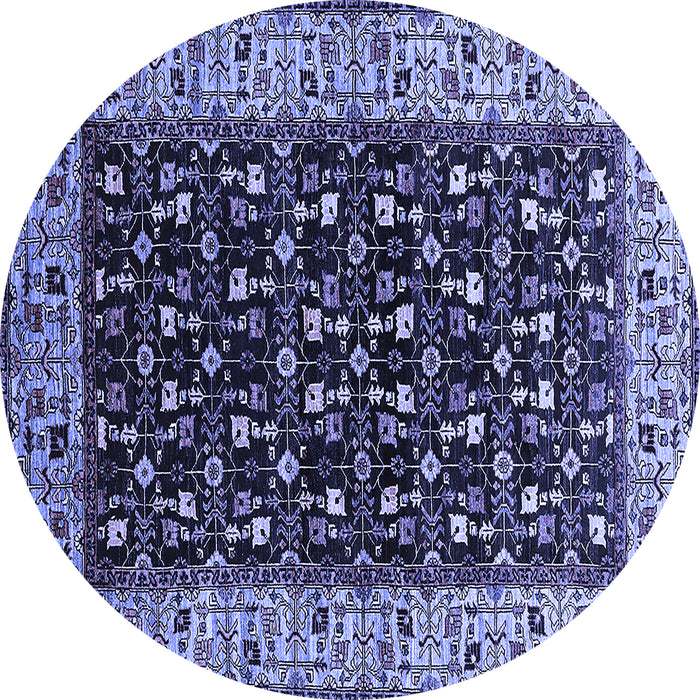 Round Oriental Blue Industrial Rug, urb1580blu